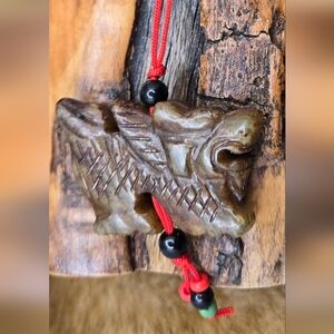 Hetian Jade Dragon Figurine for Wisdom & Integrity  Measures 1.75" X 1"  EUC